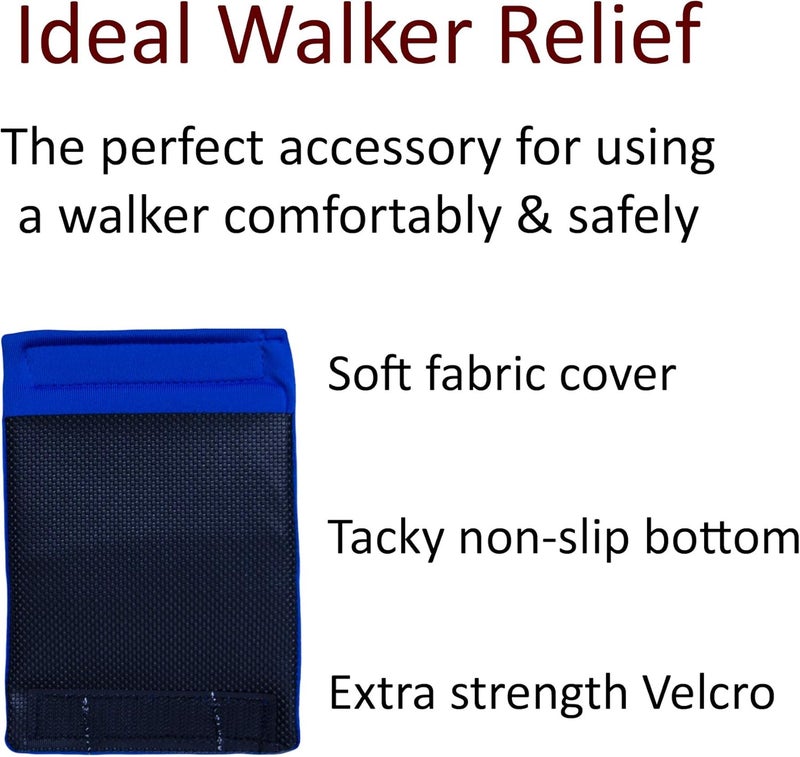 Crutcheze Walker Padded Hand Grip Covers - Premium Comfort and Moisture Wicking Cushions for Standard Walkers - Washable and Fashionable (Blue) - Image 2